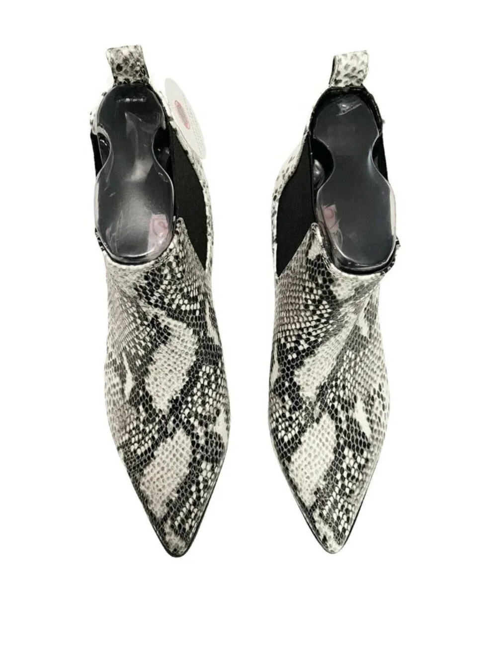 BLONDO Emelia Ankle Black White Snakeskin Waterproof Chelsea Ankle Boots 7.5M